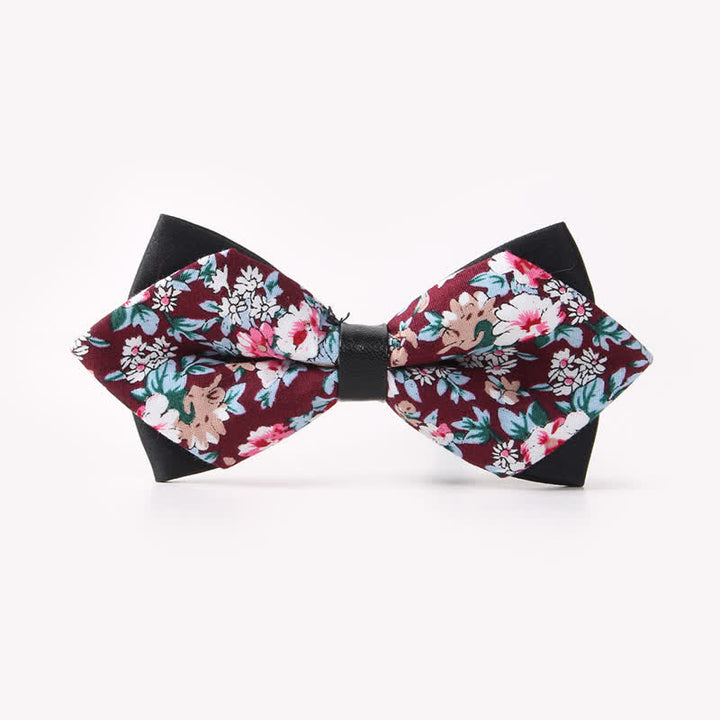 Nœud papillon pointu en coton à double épaisseur et motif floral pour homme - Style #17 - image 21