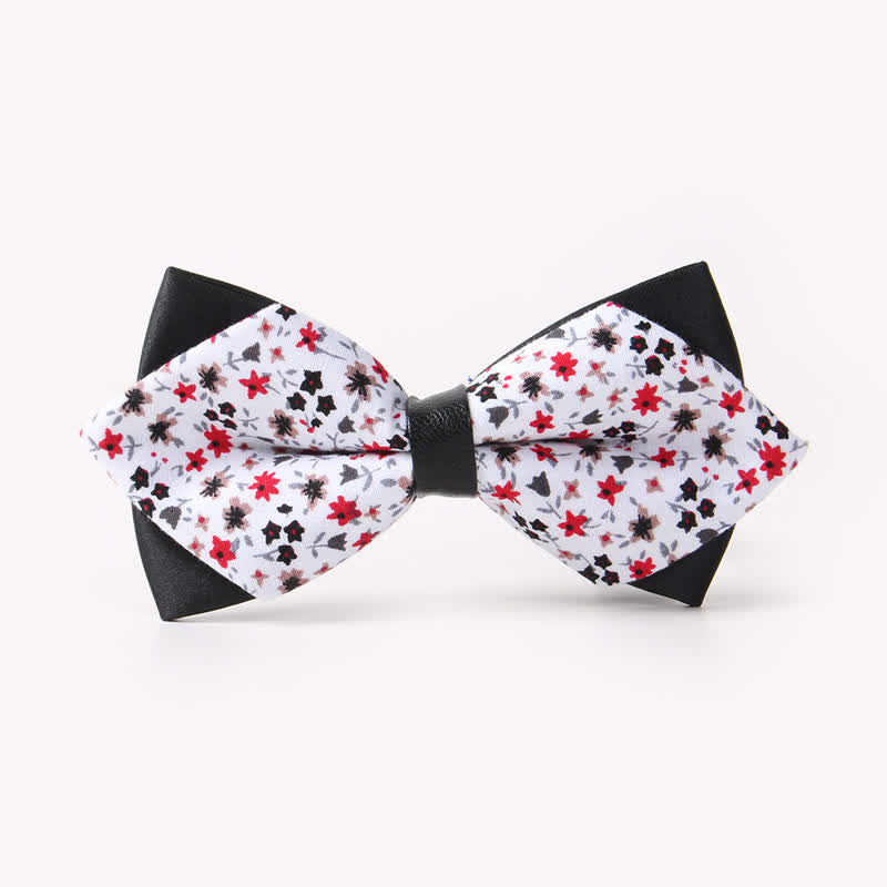 Nœud papillon pointu en coton à double épaisseur et motif floral pour homme - Style #18 - image 22