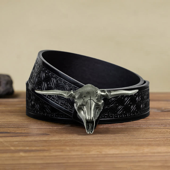 Ceinture en cuir à boucle de taureau longhorn cool western DIY pour homme