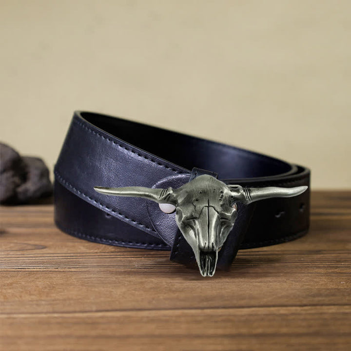 Ceinture en cuir à boucle de taureau longhorn cool western DIY pour homme