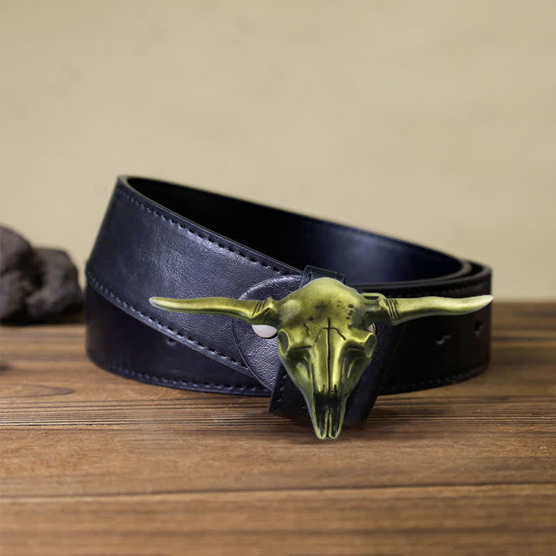 Ceinture en cuir à boucle de taureau longhorn cool western DIY pour homme