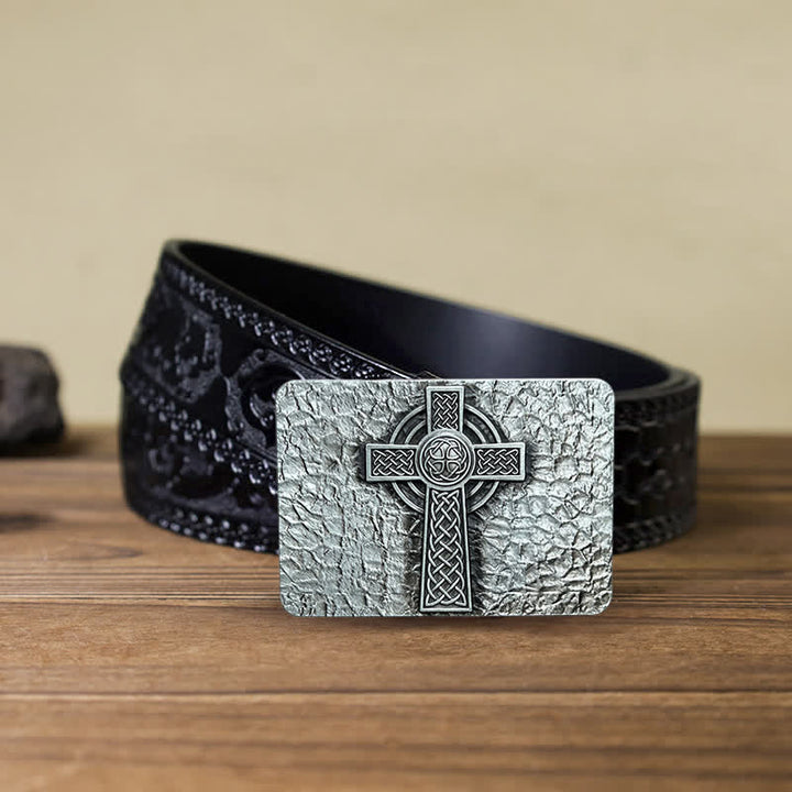 Ceinture en cuir à boucle croisée celtique de style médiéval pour homme