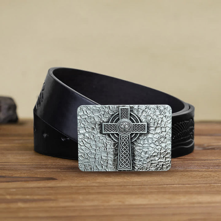 Ceinture en cuir à boucle croisée celtique de style médiéval pour homme