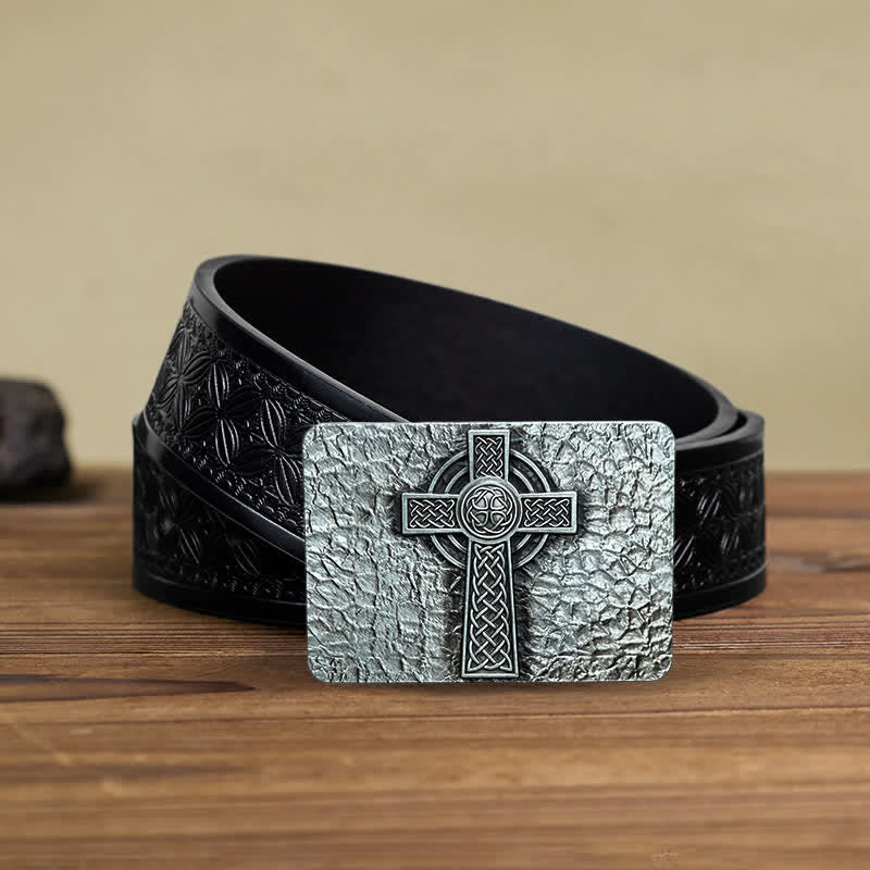 Ceinture en cuir à boucle croisée celtique de style médiéval pour homme