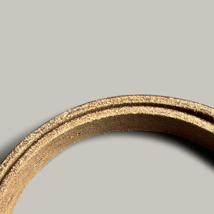 Ceinture en cuir gaufré personnalisée avec feuilles de plantes vieillies