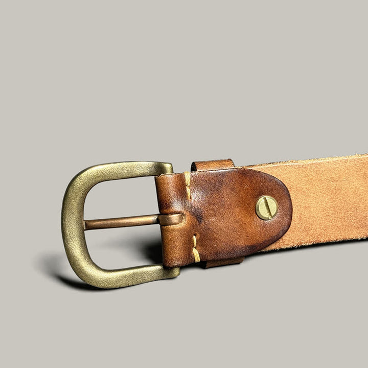 Ceinture en cuir gaufré personnalisée avec feuilles de plantes vieillies