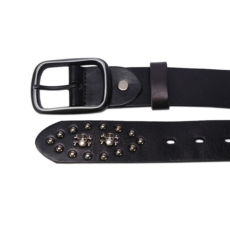 Ceinture en cuir cloutée avec rivets et mini crânes gothiques