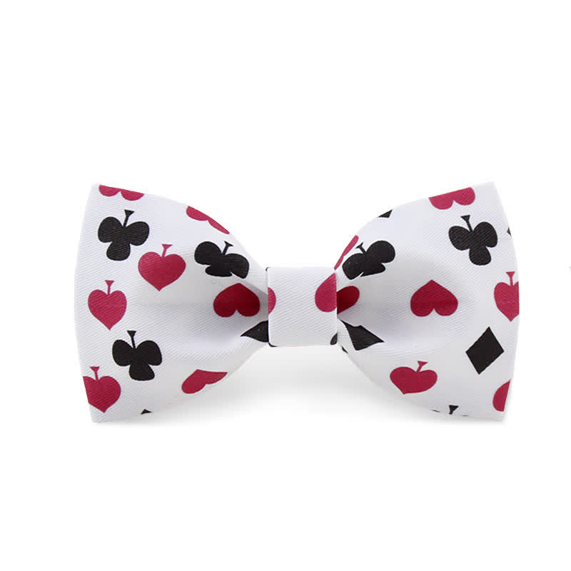Nœud papillon blanc pour homme avec cartes à jouer au poker