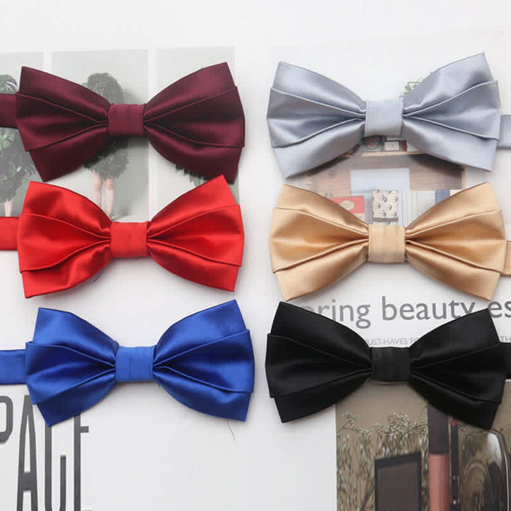 Nœud papillon décontracté simple classique de couleur unie pour hommes
