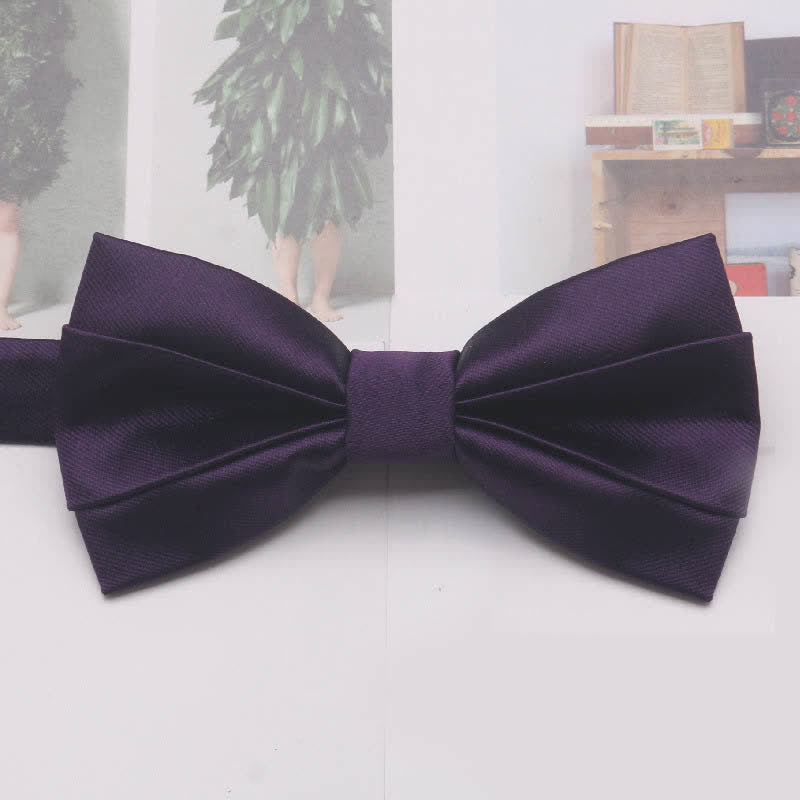 Nœud papillon décontracté simple classique de couleur unie pour hommes