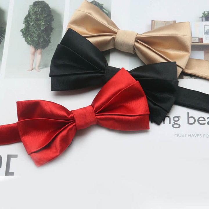Nœud papillon décontracté simple classique de couleur unie pour hommes
