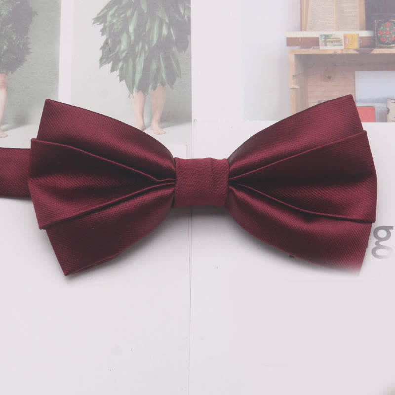 Nœud papillon décontracté simple classique de couleur unie pour hommes