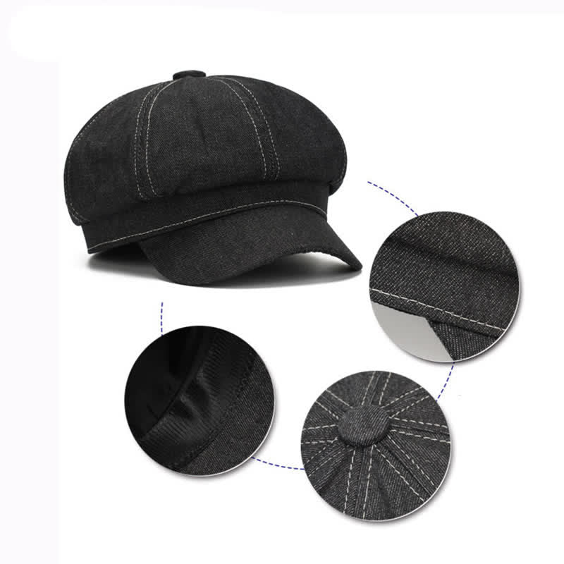 Béret à visière en denim White Line