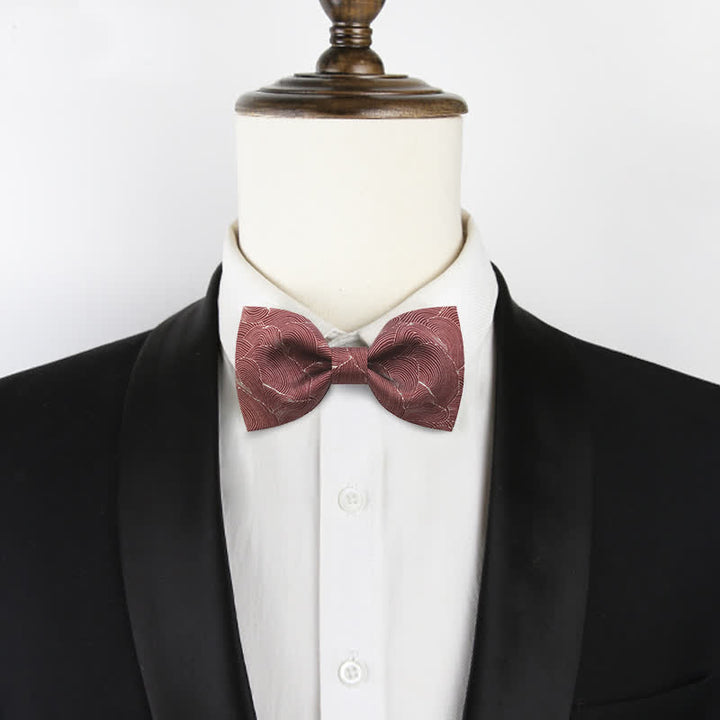 Nœud papillon gracieux à imprimé floral pour homme avec motif vague rouge
