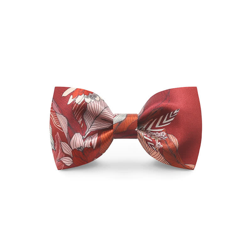 Nœud papillon gracieux à imprimé floral pour homme avec motif vague rouge