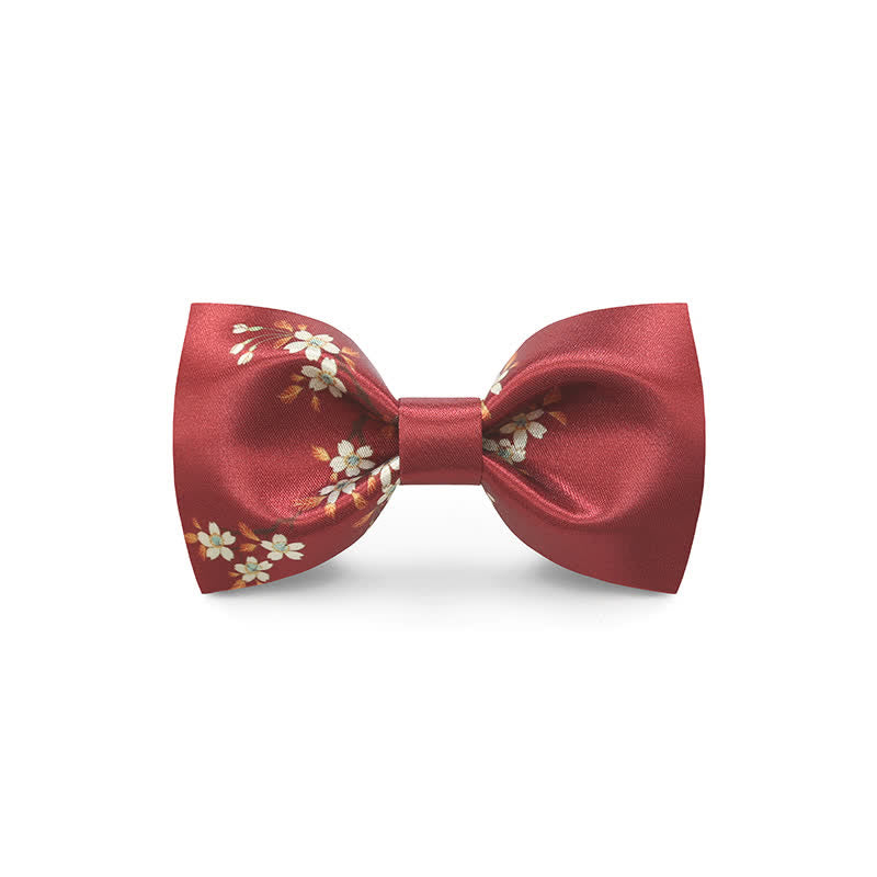 Nœud papillon gracieux à imprimé floral pour homme avec motif vague rouge