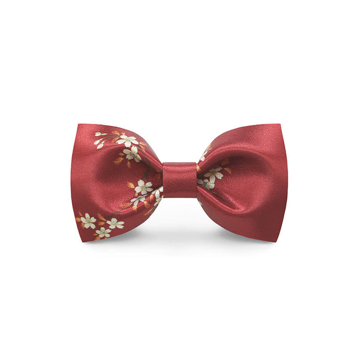Nœud papillon gracieux à imprimé floral pour homme avec motif vague rouge
