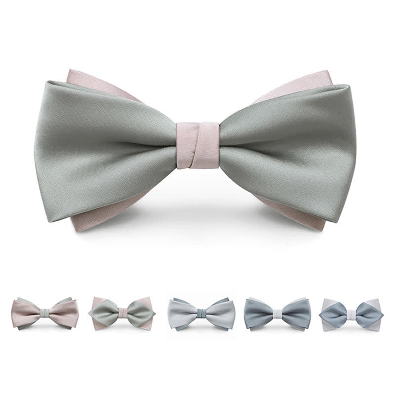 Nœud papillon de mariage double épaisseur de couleur pâle pour homme