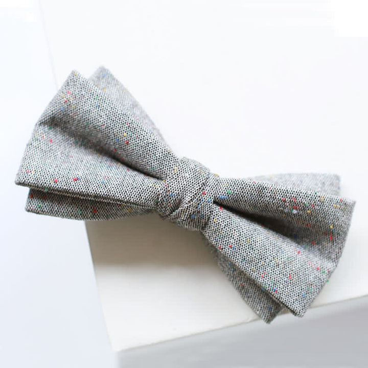 Nœud papillon en lin à pois colorés pour homme, palette de gris