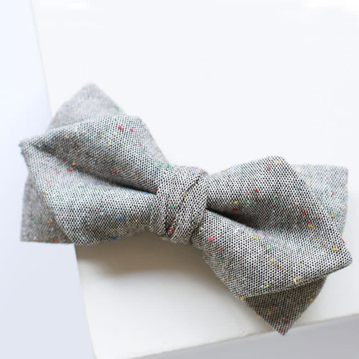 Nœud papillon en lin à pois colorés pour homme, palette de gris