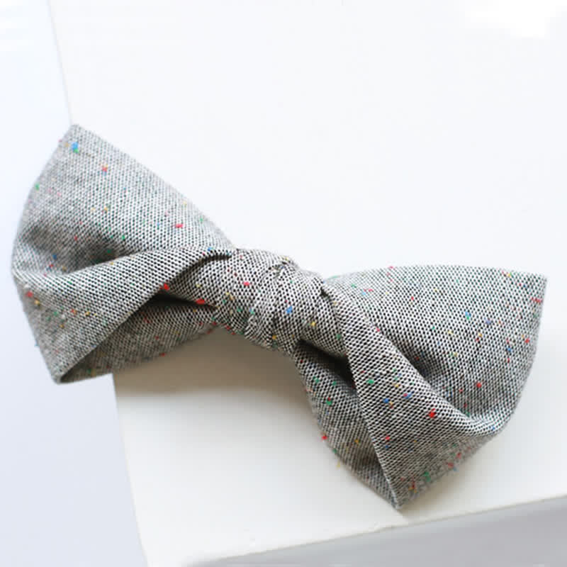Nœud papillon en lin à pois colorés pour homme, palette de gris