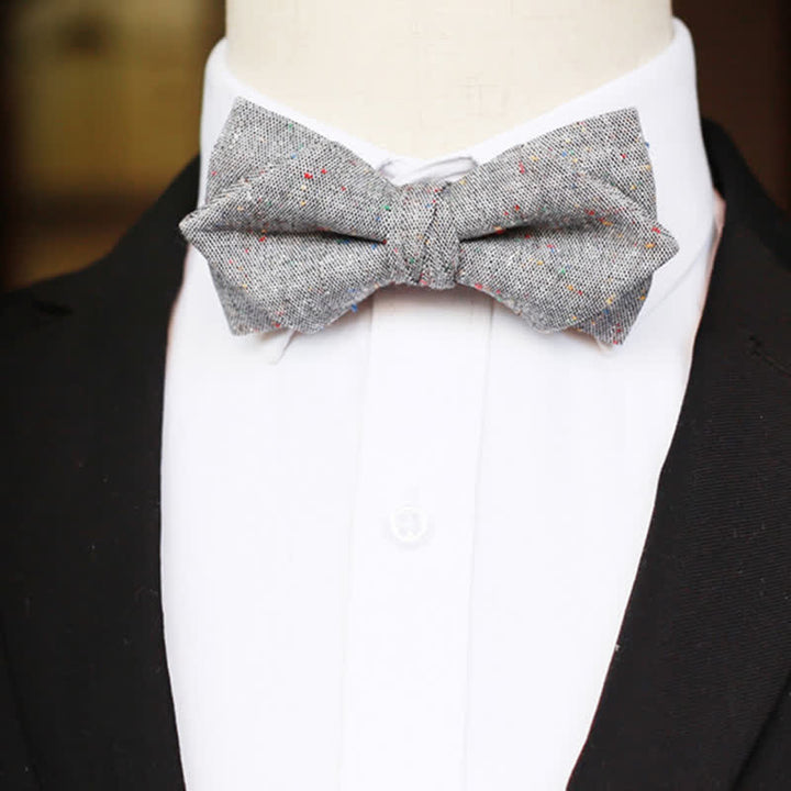 Nœud papillon en lin à pois colorés pour homme, palette de gris