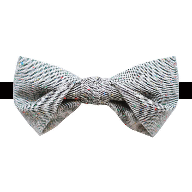 Nœud papillon en lin à pois colorés pour homme, palette de gris