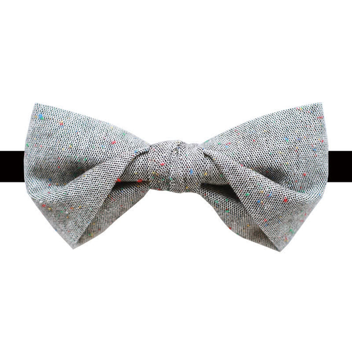 Nœud papillon en lin à pois colorés pour homme, palette de gris