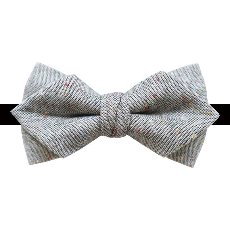 Nœud papillon en lin à pois colorés pour homme, palette de gris