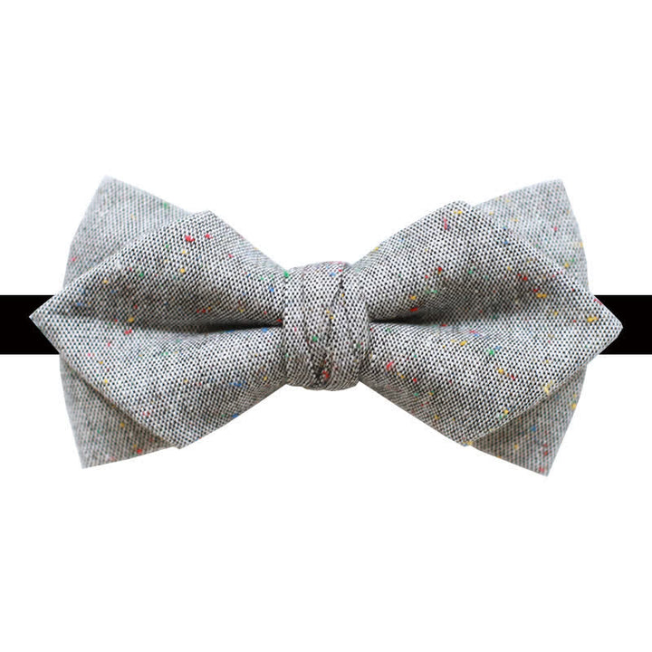 Nœud papillon en lin à pois colorés pour homme, palette de gris