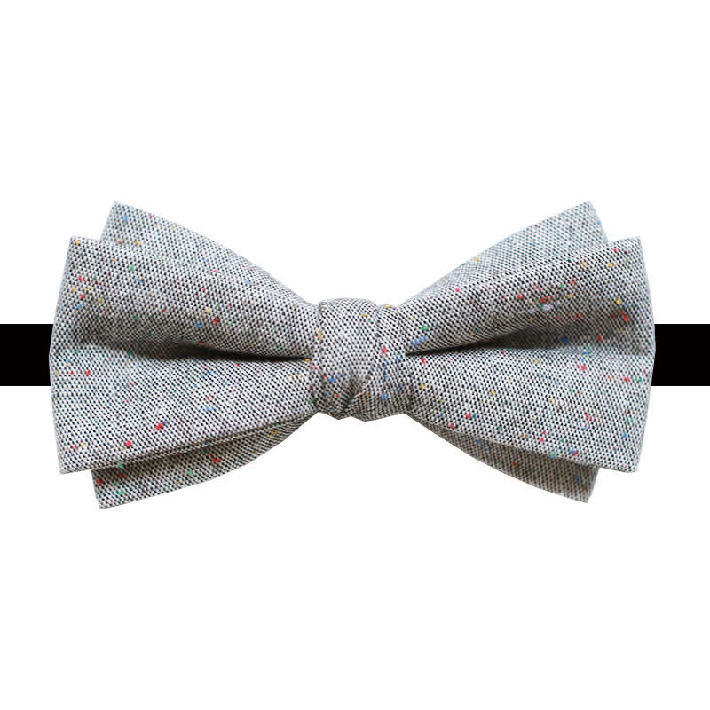Nœud papillon en lin à pois colorés pour homme, palette de gris