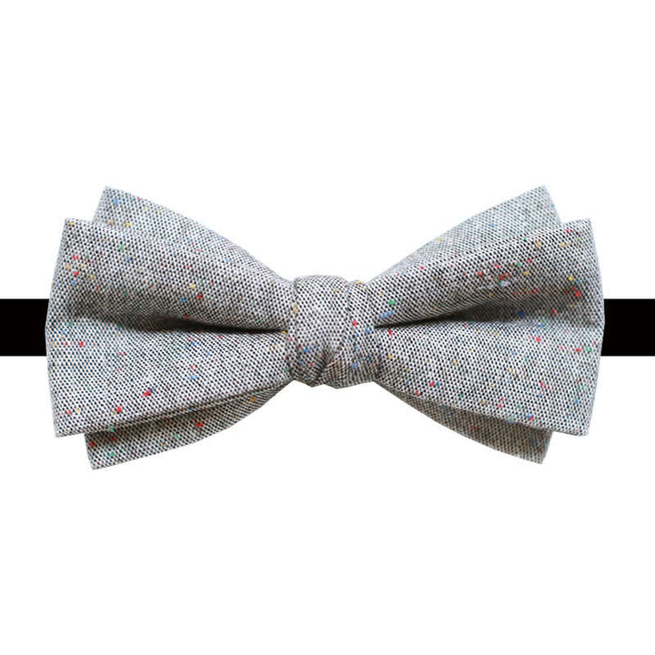 Nœud papillon en lin à pois colorés pour homme, palette de gris