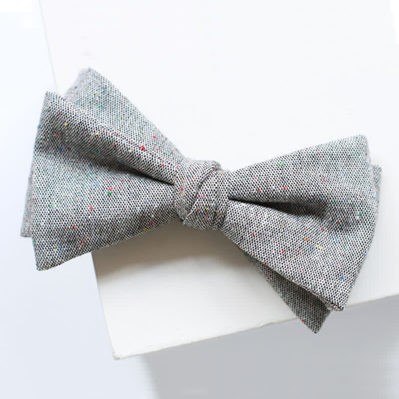 Nœud papillon en lin à pois colorés pour homme, palette de gris