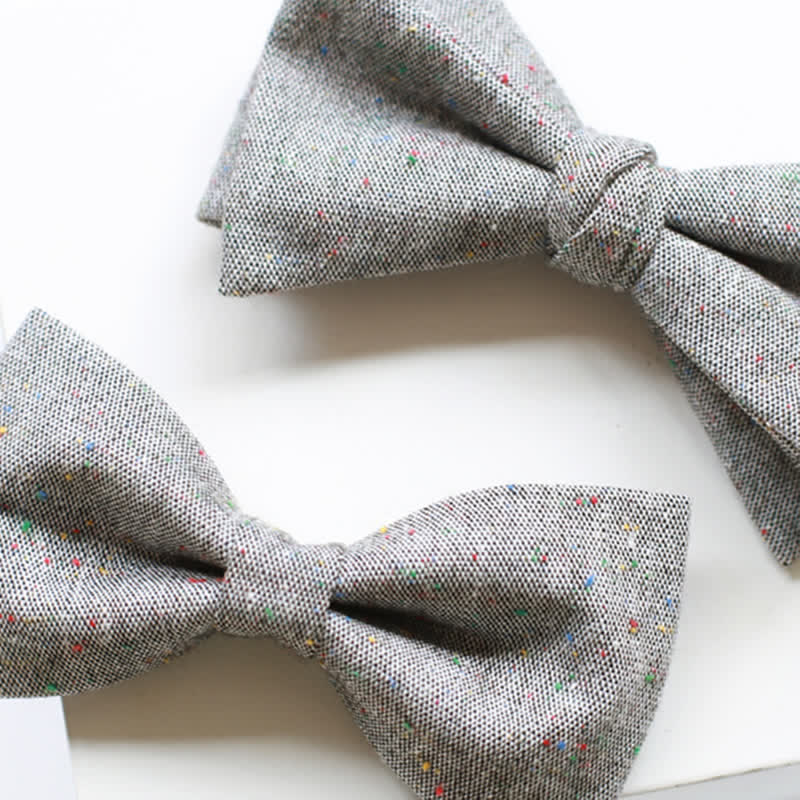 Nœud papillon en lin à pois colorés pour homme, palette de gris
