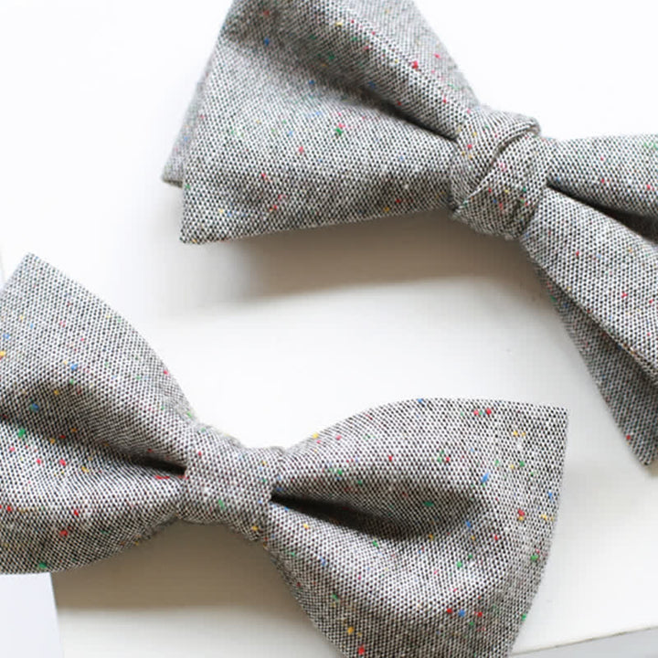 Nœud papillon en lin à pois colorés pour homme, palette de gris