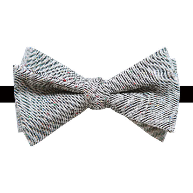 Nœud papillon en lin à pois colorés pour homme, palette de gris