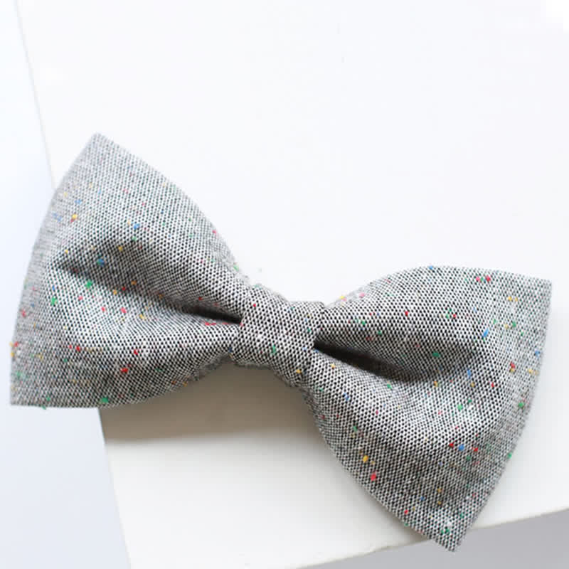 Nœud papillon en lin à pois colorés pour homme, palette de gris