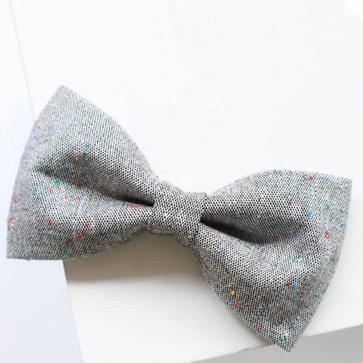 Nœud papillon en lin à pois colorés pour homme, palette de gris