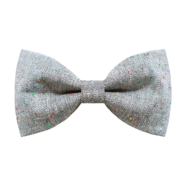 Nœud papillon en lin à pois colorés pour homme, palette de gris