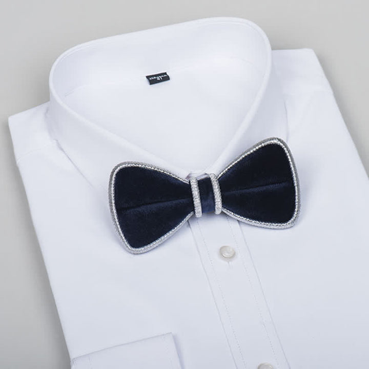 Nœud papillon décoratif en velours pour homme avec bordure scintillante