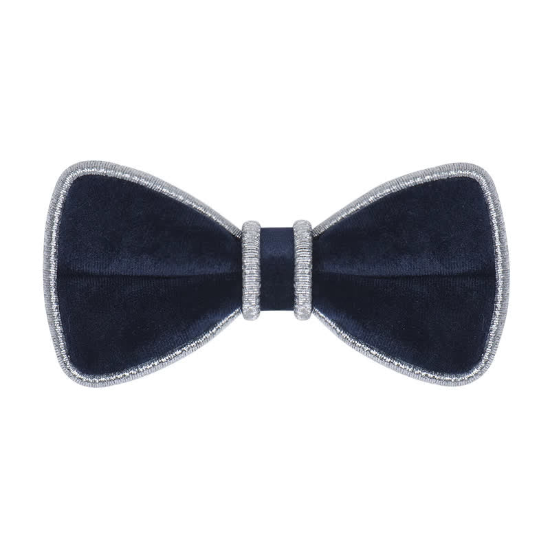 Nœud papillon décoratif en velours pour homme avec bordure scintillante