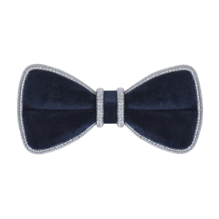 Nœud papillon décoratif en velours pour homme avec bordure scintillante