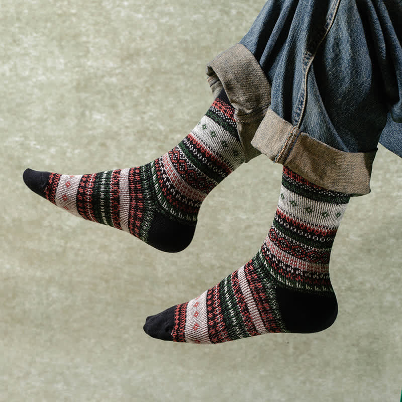 Chaussettes à rayures ethniques de style national rétro