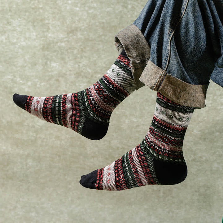 Chaussettes à rayures ethniques de style national rétro