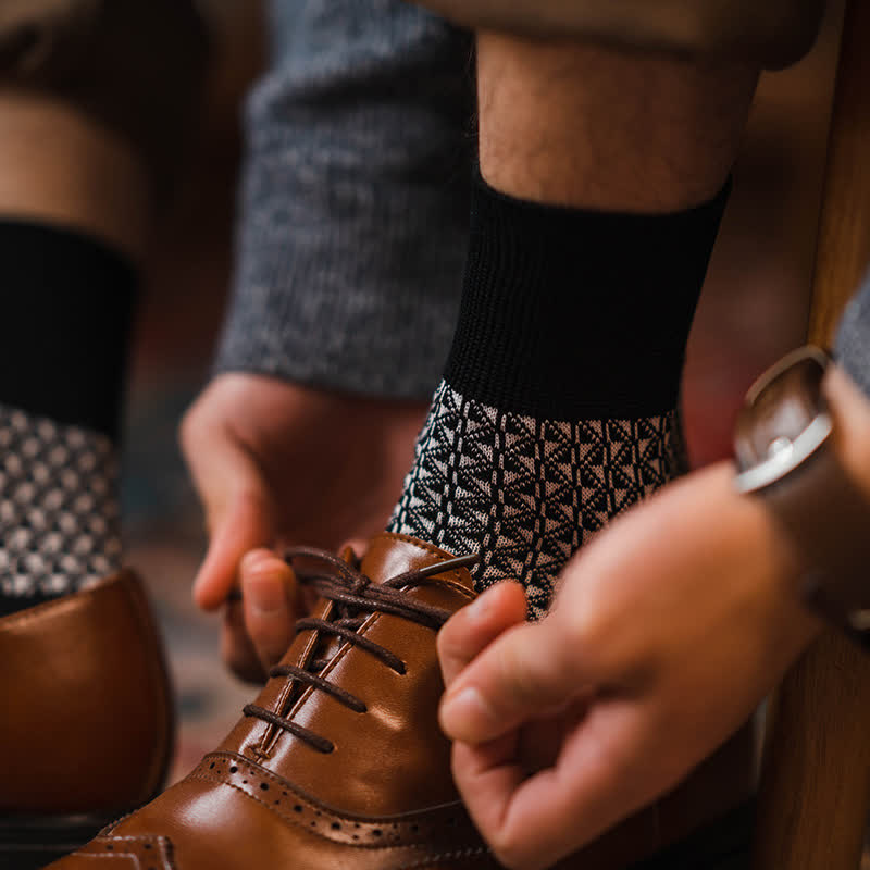 Chaussettes décontractées en coton mercerisé noir et blanc pour hommes