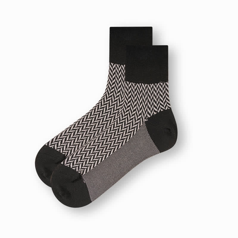 Chaussettes décontractées en coton mercerisé noir et blanc pour hommes