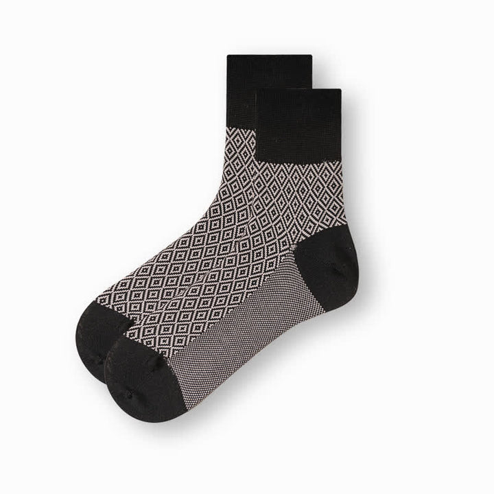 Chaussettes décontractées en coton mercerisé noir et blanc pour hommes
