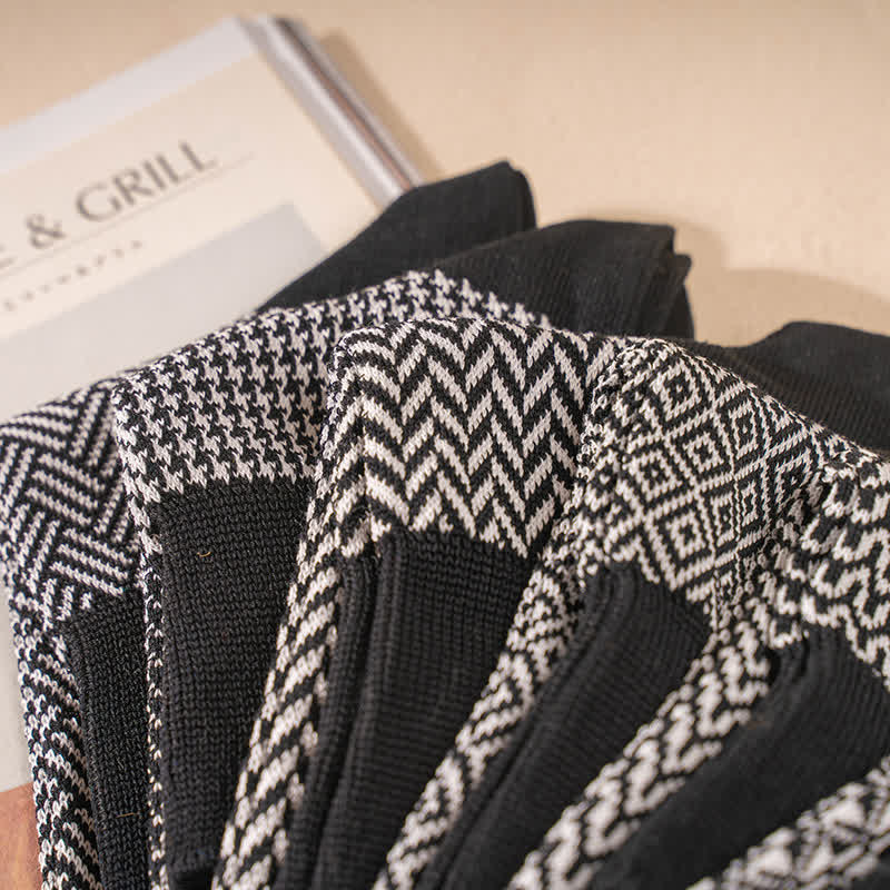 Chaussettes décontractées en coton mercerisé noir et blanc pour hommes