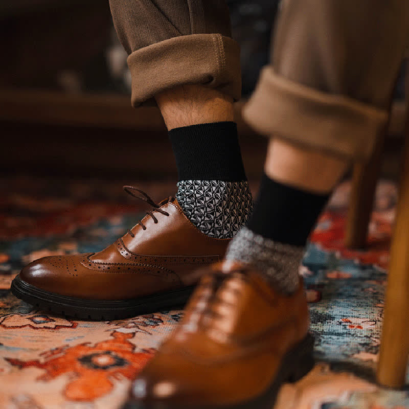 Chaussettes décontractées en coton mercerisé noir et blanc pour hommes