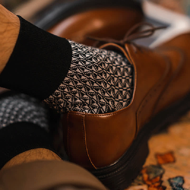 Chaussettes décontractées en coton mercerisé noir et blanc pour hommes